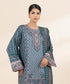 Women's Unstitched Linen Blue Embroidered 3 Piece Suit